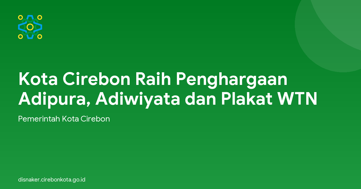 Kota Cirebon Raih Penghargaan Adipura, Adiwiyata dan Plakat WTN