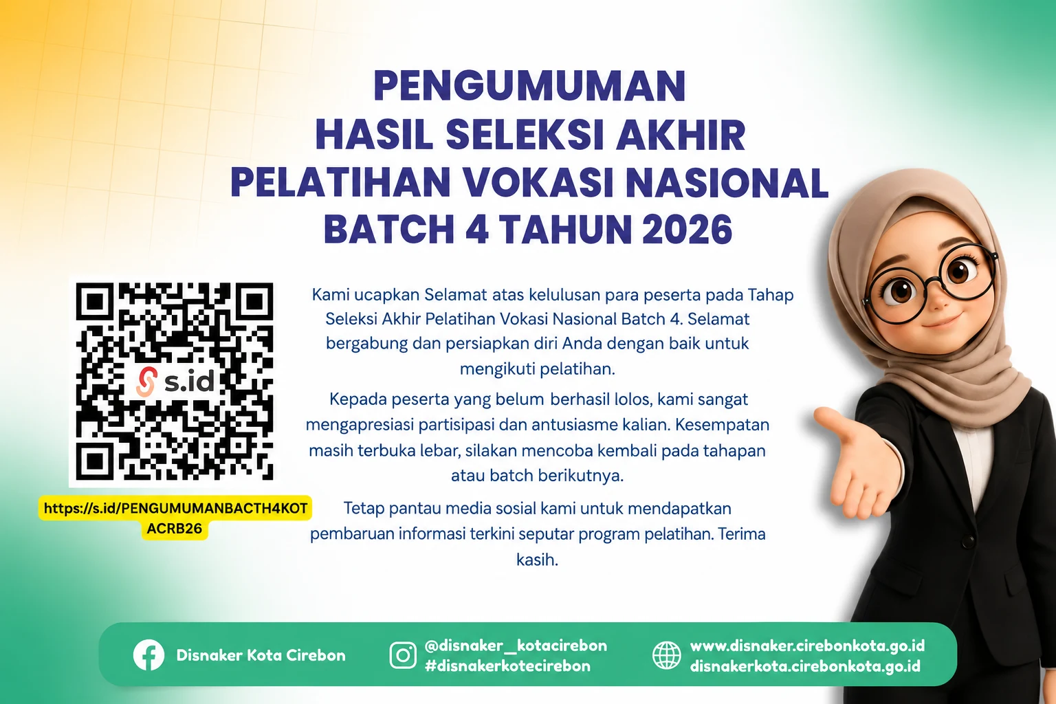 Pengumuman Hasil Seleksi Akhir Pelatihan Vokasi Nasional Batch 4 Tahun 2026